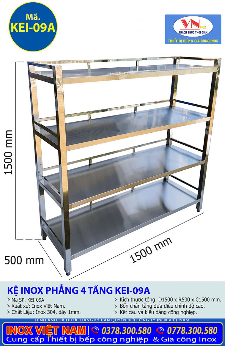 Giá Kệ Inox 4 Tầng | Báo Giá Kệ Bếp Inox 304 - Bếp Inox Việt Nam