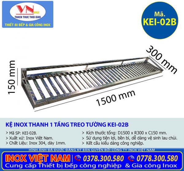 Báo Giá Kệ Inox Thanh 1 Tầng Treo Tường, Kệ Inox - Bếp Inox Việt Nam