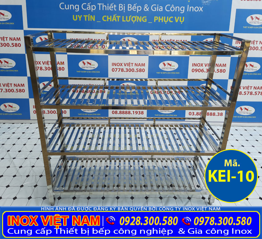 Kệ bếp inox 4 tầng, giá úp chén ly inox cao cấp và sang trọng sản xuất Bếp Inox Việt Nam.