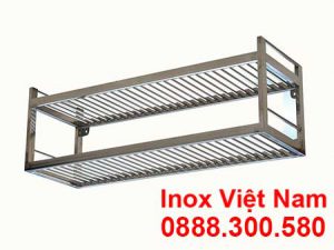 Kệ Inox Song 2 Tầng Treo Tường