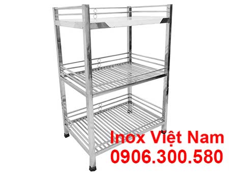 Kệ inox, Kệ 3 tầng inox, Kệ úp ly inox chất lượng cao