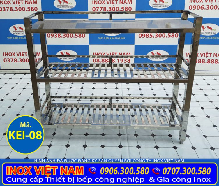 Giá Kệ Inox 3 Tầng -2 Song -1 Phẳng, Kệ Bếp Inox - Bếp Inox Việt Nam