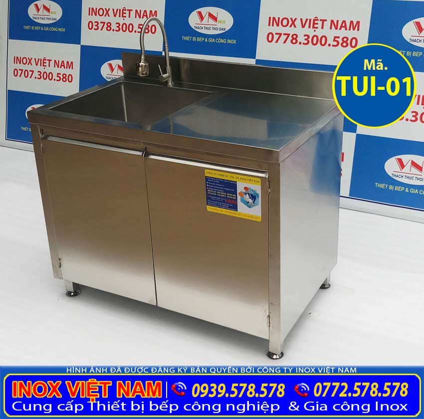 Tủ inox có bồn rửa đa năng và tiện dụng sản xuất Bếp Inox Việt Nam.