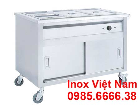 Tủ hâm nóng thức ăn 4 khay có bánh xe.
