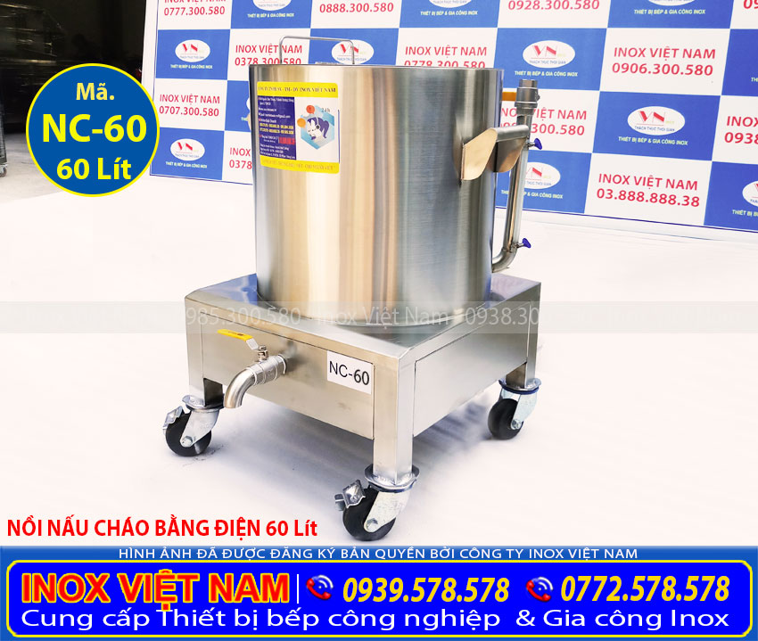 Nồi nấu cháo công nghiệp 60L tại Inox Việt Nam (Ảnh thật tế).