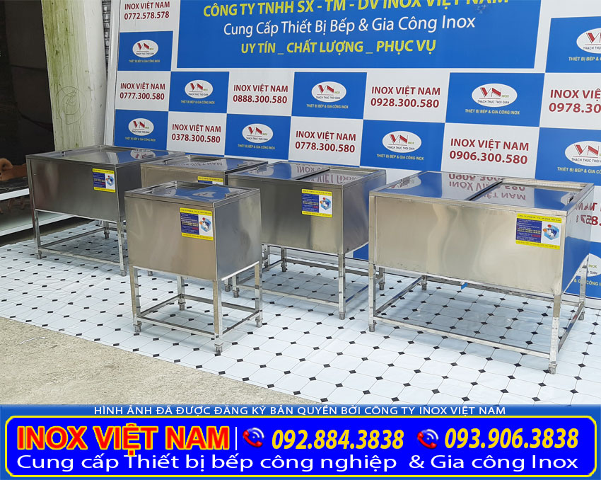Top 5 thùng đá inox có khung chân cao cấp sản xuất Inox Việt Cường Thịnh.