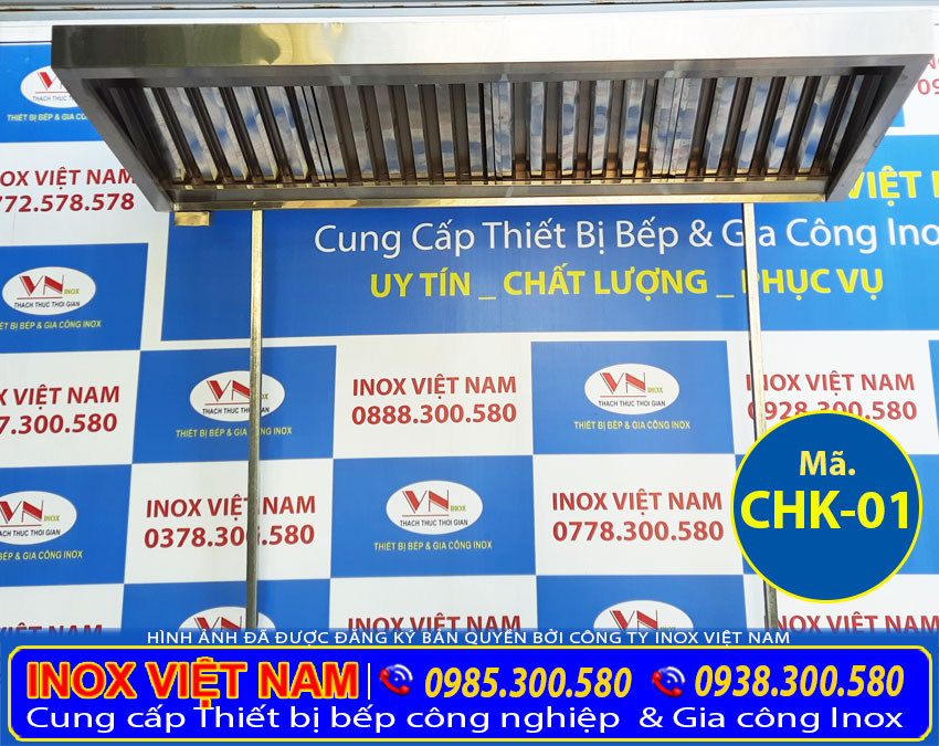 Hệ thống chụp hút khói công nghiệp, chụp hút khói nhà hàng, chụp hút mùi bếp gia đình sản xuất Bếp Inox Việt Cường Thịnh.
