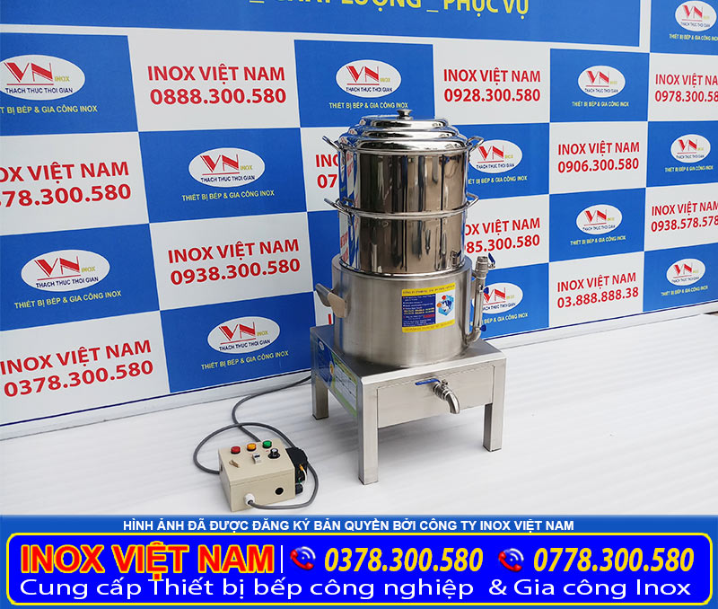 Nồi hấp xôi bằng điện inox cao cấp sản xuất Bếp Inox Việt Nam.