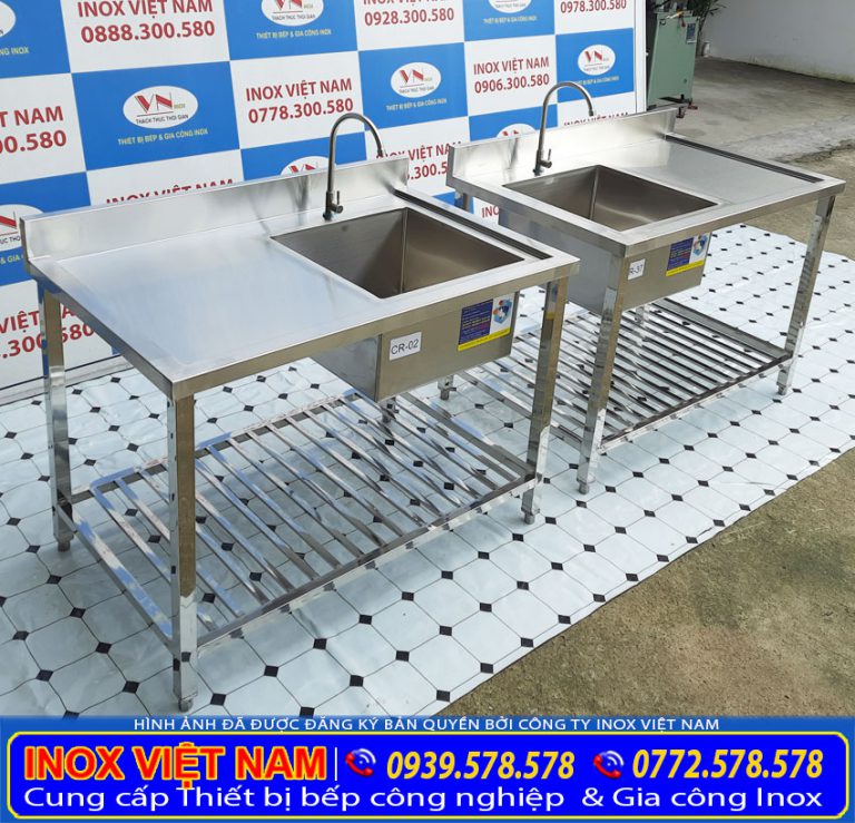 Bồn Rửa Chén Inox 1 Ngăn Có Chân Và Bàn Rửa CR-37