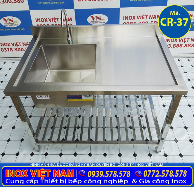 Bồn Rửa Chén Inox 1 Ngăn Có Chân Và Bàn Rửa CR-37