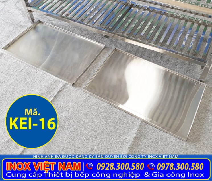 Kệ Inox 3 Tầng Có Khay Hứng Nước KEI-16 - Bếp Inox Việt Nam