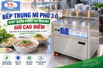 Bếp trụng hủ tiếu bằng điện 3 ô tiện dụng phù hợp quán phục vụ đông khách