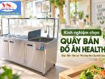 Mẫu quầy inox trưng bày thức ăn healthy đẹp cho quán ăn hiện đại